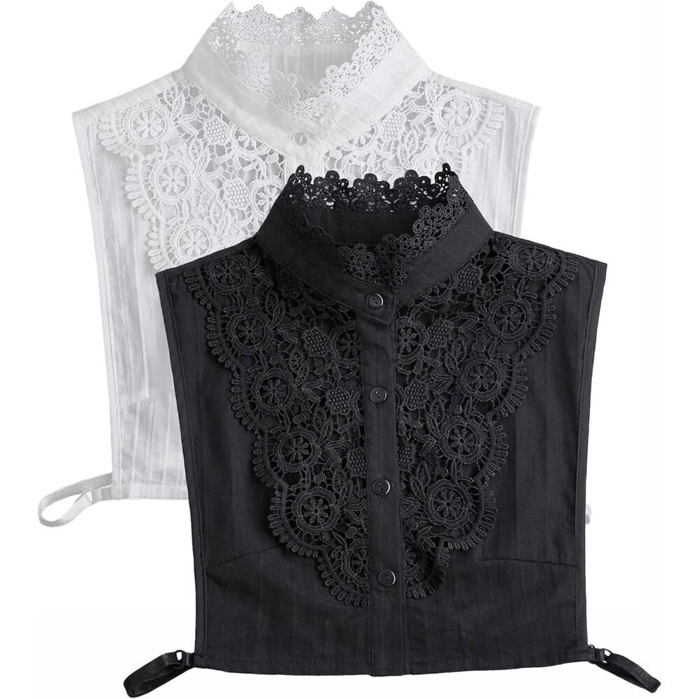 Detachable Jacquard Fabric Fake Collar for Women Adjustable Blouses Dresses - Picture 3 of 6